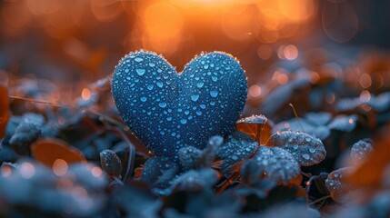 Fototapeta premium Blue Heart on Wooden Background for Baby Theme