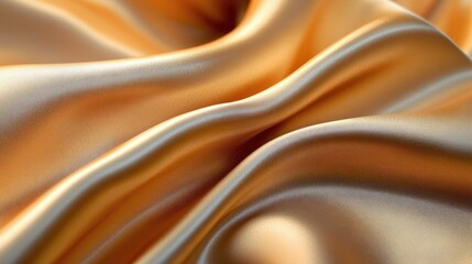 Obraz premium Abstract background of smooth golden satin fabric with elegant, soft, flowing waves.