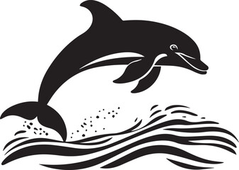 Dolphin jumping out of ocean silhouette
