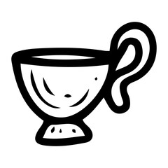 Ceramic mug hand drawn doodle. Cup for drinks. Hot coffee, tea. Drink water. Tableware for serving food. Kitchen utensils. Dining table setting. Vector sketch line art illustration.