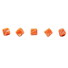 pieces of salmon in different shapes and sizes, cut out