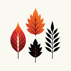 Fototapeta premium Autumn leaves collection vector silhouette, isolated white background, 