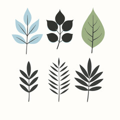 Obraz premium Autumn leaves collection vector silhouette, isolated white background, 