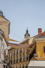 Beautiful city and street shot with St. Francis' Church. Historic city center at day. Summer...