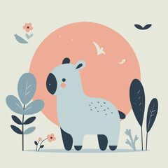 Ilustration elephant with a flower