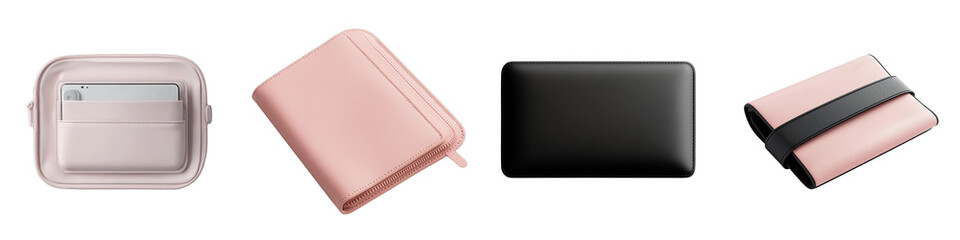 A collection of stylish, modern wallets in various colors and designs, showcasing practicality and elegance for everyday use.