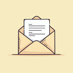 Illustration of an opened envelope with a letter inside, against a light background.