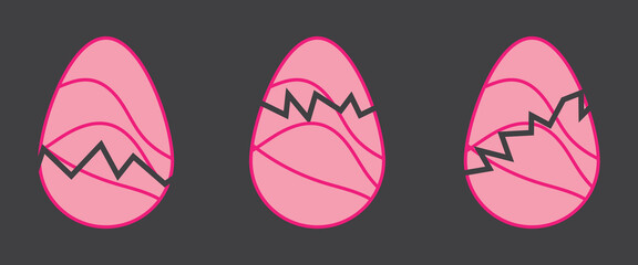 Egg and broken egg vector icons in line style design for website, app, ui, isolated on white background. Editable stroke. Vector illustration.