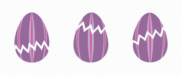 Egg and broken egg vector icons in line style design for website, app, ui, isolated on white background. Editable stroke. Vector illustration.