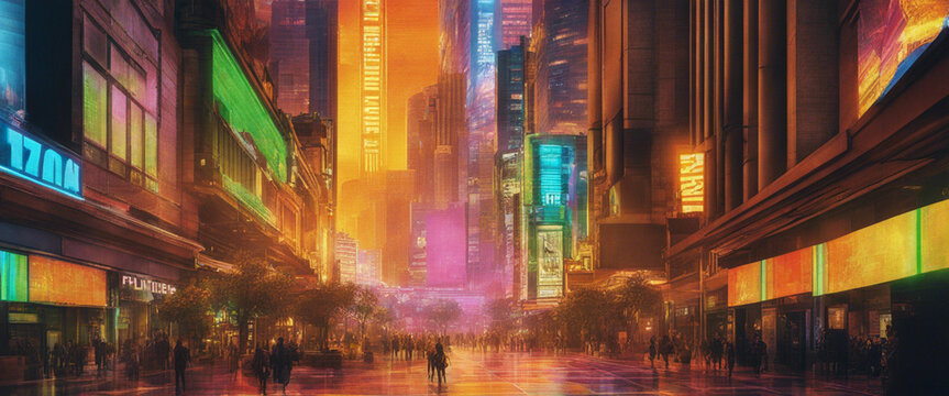 Street Level Illustration of a Futuristic City 21 by 09 0003