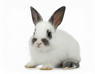 Obraz premium Fluffy White and Gray Rabbit