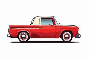 Pickup truck. Vintage pickup truck isolated on white background. Vector Vintage Pickup Truck. Vector illustration.