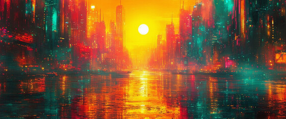 Obraz premium Street Level Illustration of a Modern City 21 by 09 0002