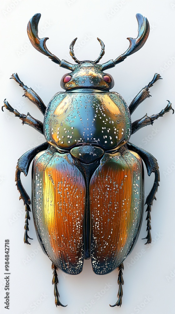 Wall mural Close-Up of a Vibrant Green and Gold Beetle