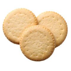 Round shortbread biscuits isolated on transparent background