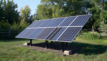 Solar panels installed outdoors. Alternative energy source