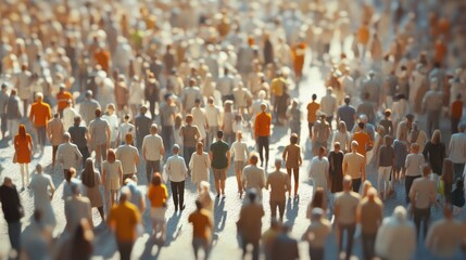 Obraz premium Crowds of people stand a lot in anticipation on the streets of the city. Generative AI