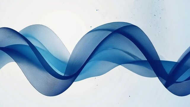Blue wavy lines flowing on white background