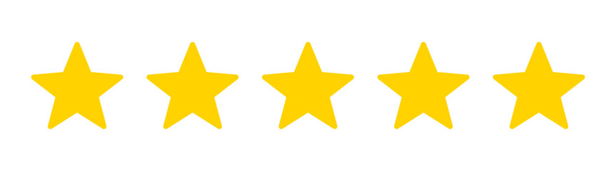 Five yellow golden stars rating vector illustration