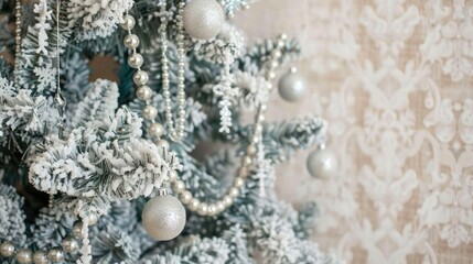 A close-up of the decorated Christmas tree