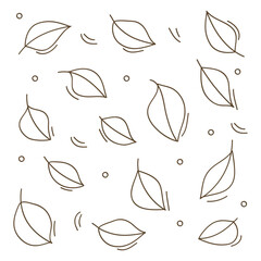 Hand drawn leaves line fall on autumn season