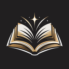 Open Book Logo, Vector Illustration for Education and Literature-Themed Branding