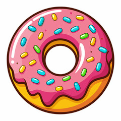 Cartoon Donut Logo with Sprinkles, Vector Illustration for Bakery and Dessert Branding
