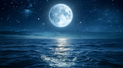 full moon over the sea