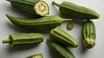 Okra on a white background.