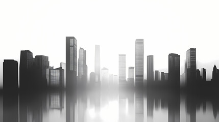 Fototapeta premium Quiet empty city background. City Skyline. Illustration