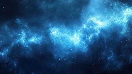 Fototapeta premium A stunning cosmic scene featuring swirling blue nebulae illuminated by starlight, perfect for space-themed projects.