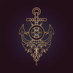 Naklejka premium Vector illustration of Anchor symbol, vector