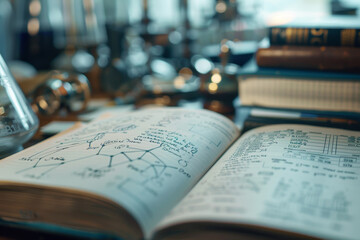 A book is open to a page with a lot of writing on it