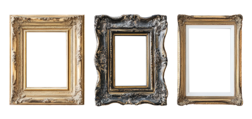 Collection of decorative picture frames various designs and colors