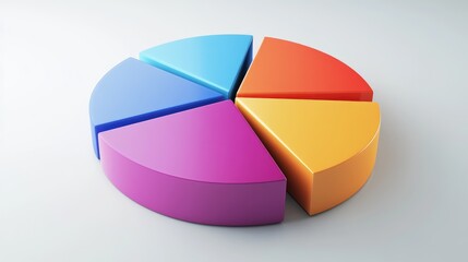 Obraz premium A professional 3D pie chart illustrating market share distribution, with different colors representing various sectors and a modern, minimalist design.