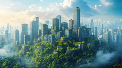 Inspiring Skyline of a Green City Landscape