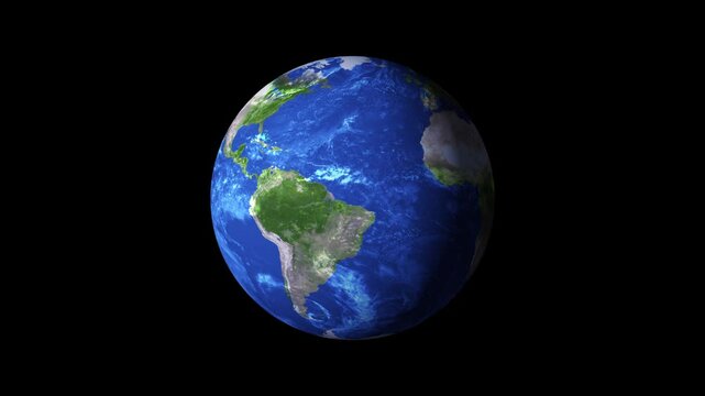 Planet earth on the background of the galaxy. Earth rotating from space, view of the planet's surface and atmosphere.