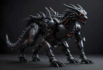 A Black color scary robotic dragon