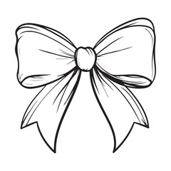 Bow line art logo icon design, vector illustration on white background, happy merry Christmas bow ribbon card vector illustration design, Bow cartoon line art design