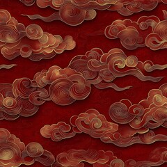 Swirling clouds in rich red background