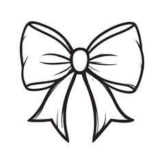 Bow line art logo icon design, vector illustration on white background, happy merry Christmas bow ribbon card vector illustration design, Bow cartoon line art design