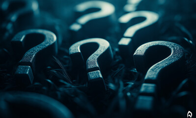 3D illustration of question mark on a dark blue background
