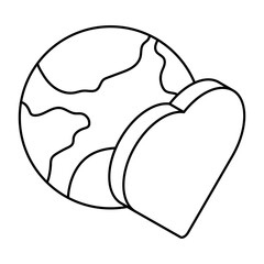 Conceptual flat design icon of global heart
