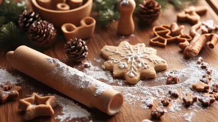 holiday baking scene rolling pin cookie dough christmas cookie cutters