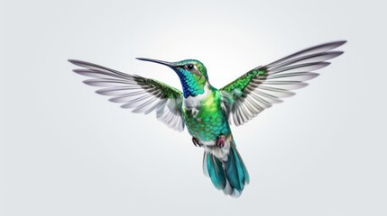 Obraz premium Hummingbird in Flight Against a White Background
