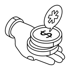 An editable design icon of dollar coins 