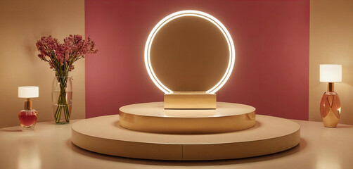 A platform for displaying products such as perfumes and can be used for other products with a modern and attractive design