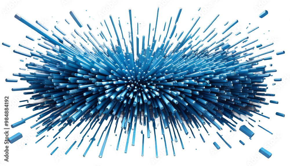 Wall mural rendering abstract data stream particles falling points background 3d cyber big blue technology back