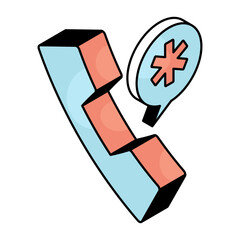 Conceptual flat design icon of medical call