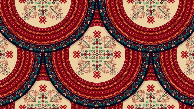 Traditional Latvian embroidery seamless loop pattern